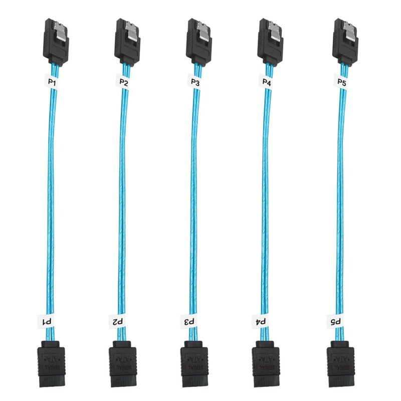 ADCAUDX كابل SATA III 5 حزمة: كابل SATA قصير 8 بوصة رفيع 0.2 متر، مرن مستقيم 6Gb بيانات مع قفل للقرص الصلب، SDD، HDD (0.6 قدم) - Image 1